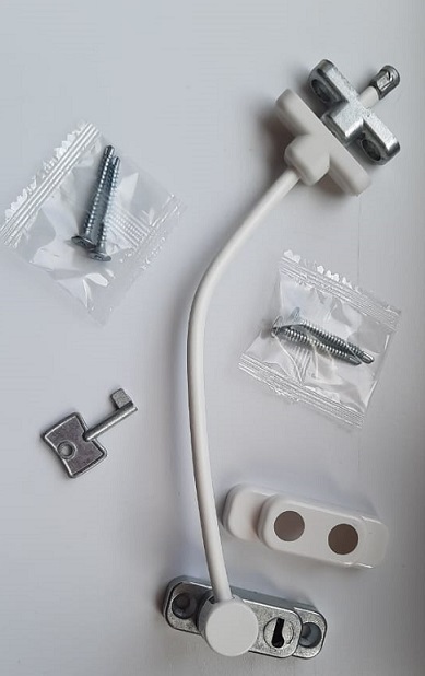 Замок блокирующий на раму Air Lock, c тросиком бел/кор