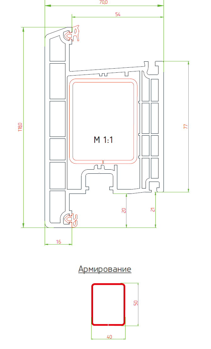 Створка дверная R-Line 118 мм